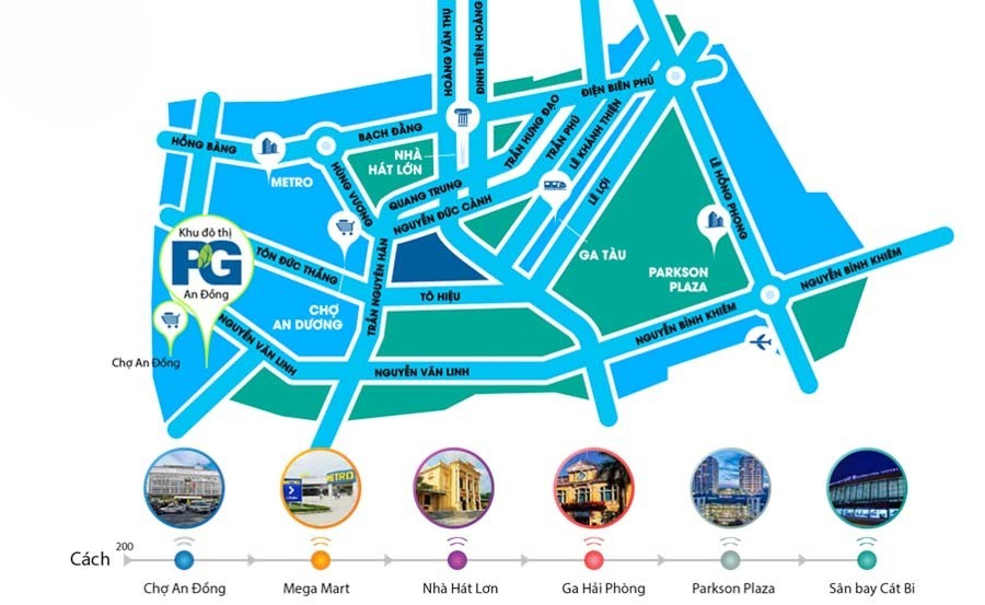 PG An Đồng là địa điểm vàng đến các điểm quan trọng.